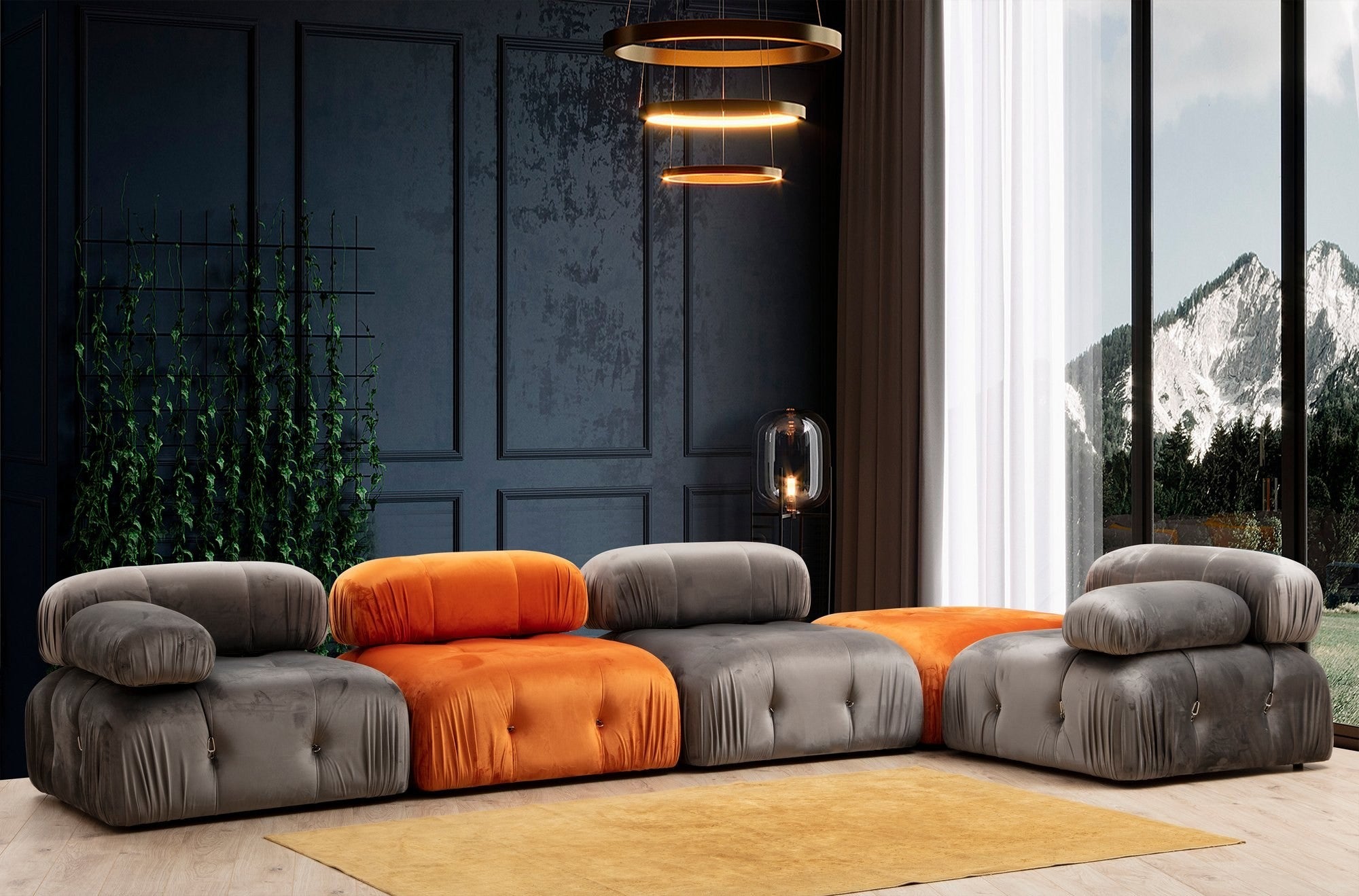Sofá elegante de 1 lugar, cinza, 95x95x75 cm | Estrutura em madeira de faia e aglomerado, 100% poliéster, encosto removível, personalizável | Perfeito para decoração escandinava e hoteleira