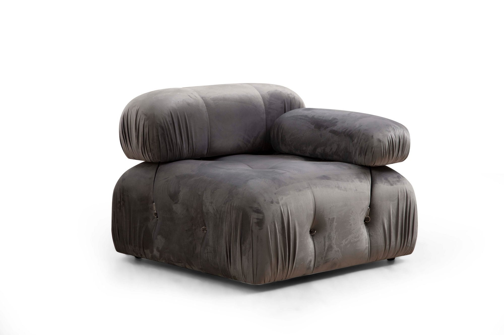 Sofá elegante de 1 lugar, cinza, 95 x 95 x 75 cm | Estrutura em madeira de faia e aglomerado, 100% poliéster, encosto e braço removíveis | Perfeito para decoração escandinava e hoteleira