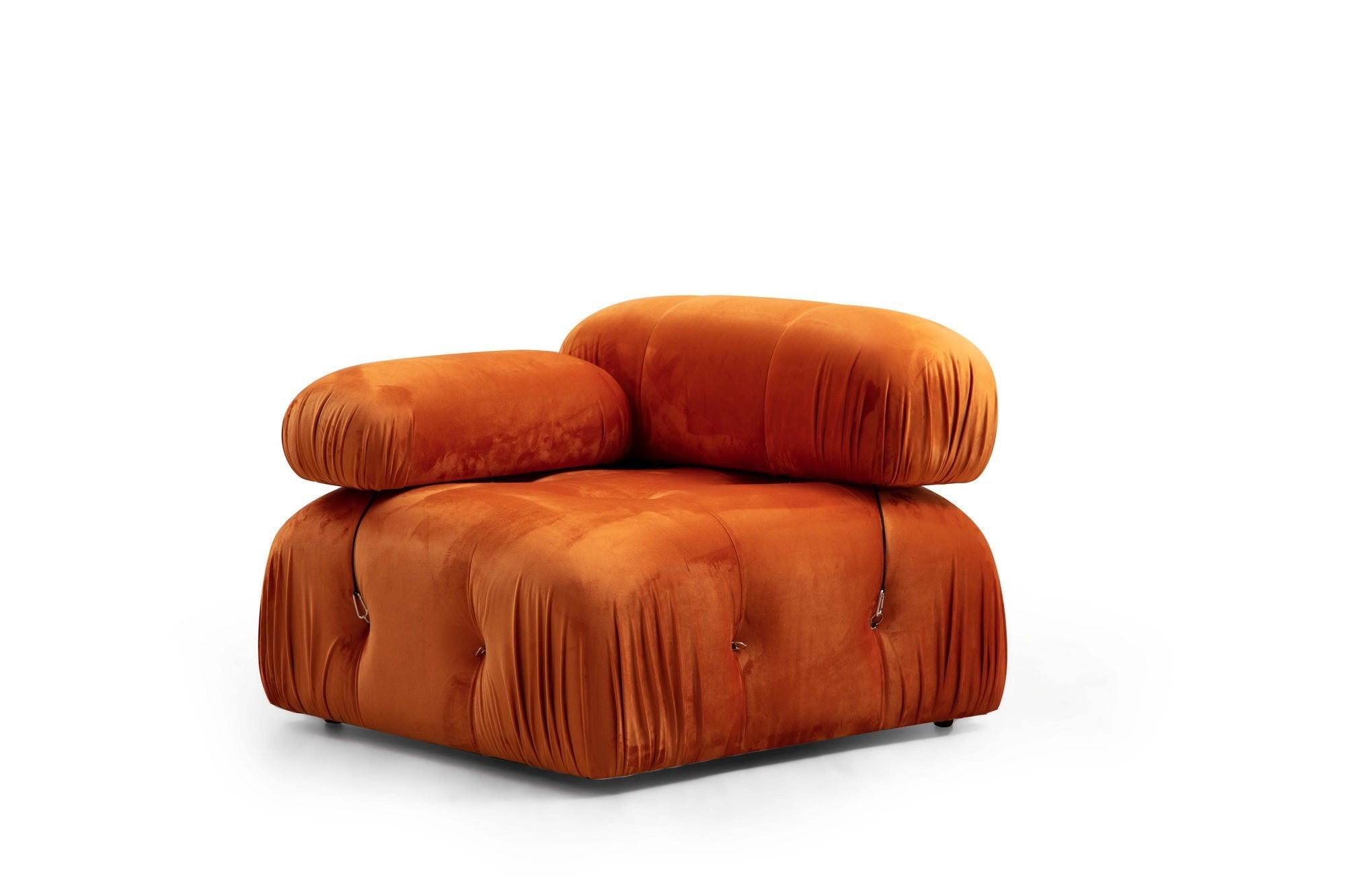 Sofá elegante de 1 lugar, laranja, 95x95x75 cm | Estrutura em madeira de faia e aglomerado, 100% poliéster, encosto e braço removíveis | Perfeito para hotéis modernos e espaços de entretenimento