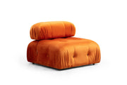 Sofá elegante de 1 lugar, laranja, 95 x 95 x 75 cm | Estrutura em madeira de faia e aglomerado, 100% poliéster, encosto removível, personalizável | Perfeito para espaços modernos