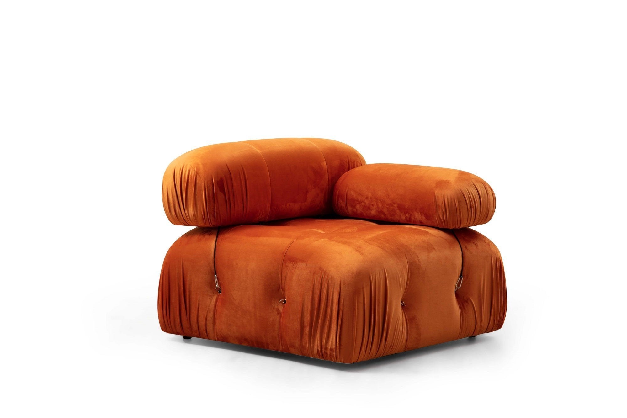 Sofá elegante de 1 lugar, laranja, 95x95x75 cm | Estrutura em madeira de faia e aglomerado, 100% poliéster, encosto e braço removíveis | Perfeito para hotéis modernos e espaços de entretenimento