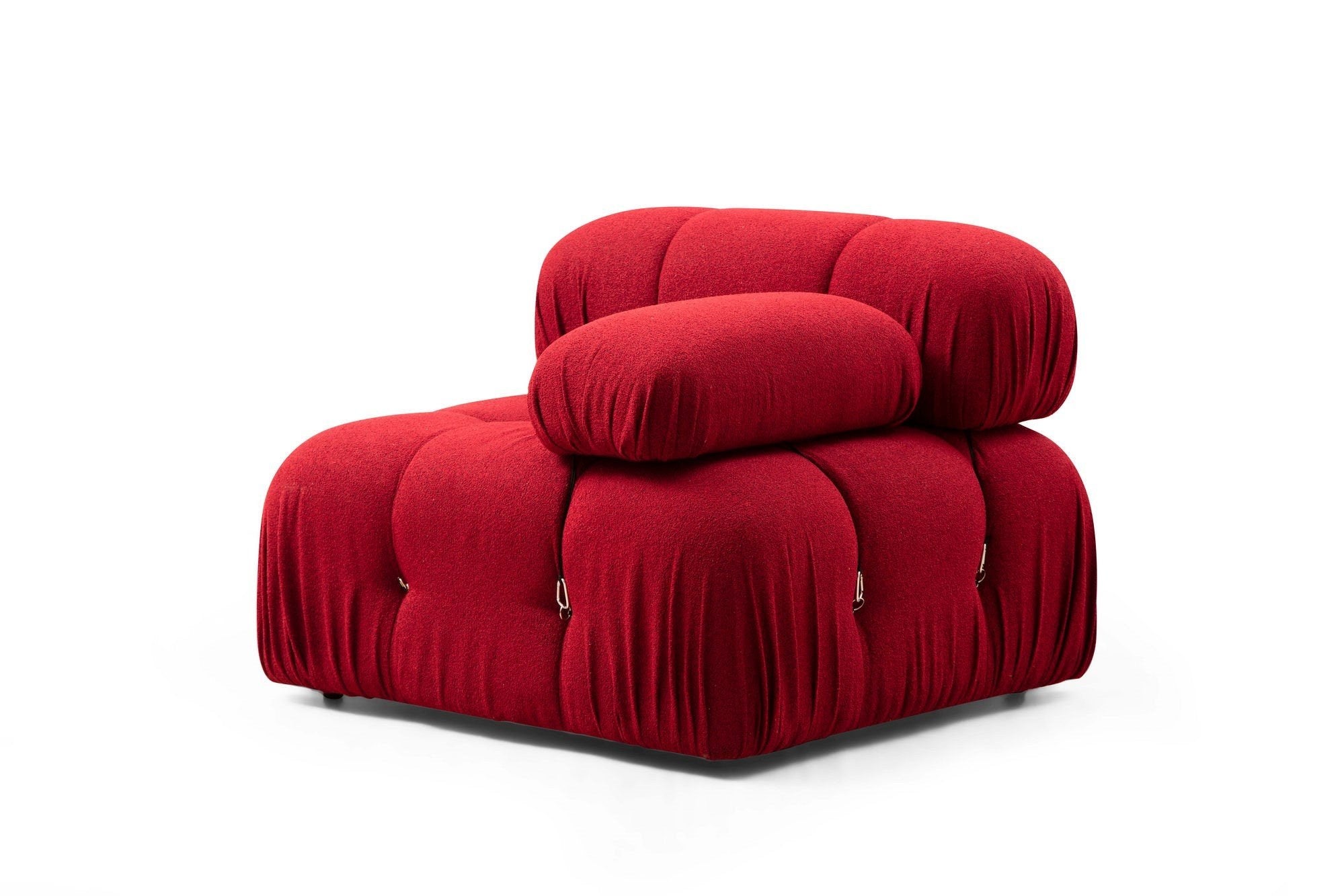 Sofá elegante de 1 lugar, vermelho, 95 x 95 x 75 cm | Estrutura em madeira de faia e aglomerado, 100% poliéster, encosto e braço removíveis | Perfeito para espaços modernos