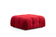 Elegante Toffet Vermelho, 95x95x45 cm, Estrutura em Madeira de Faia e Aglomerado, 100% Poliéster, Espuma 28 DNS, Lavável a Seco, Personalizável, Perfeito para Hotéis e Espaços Modernos