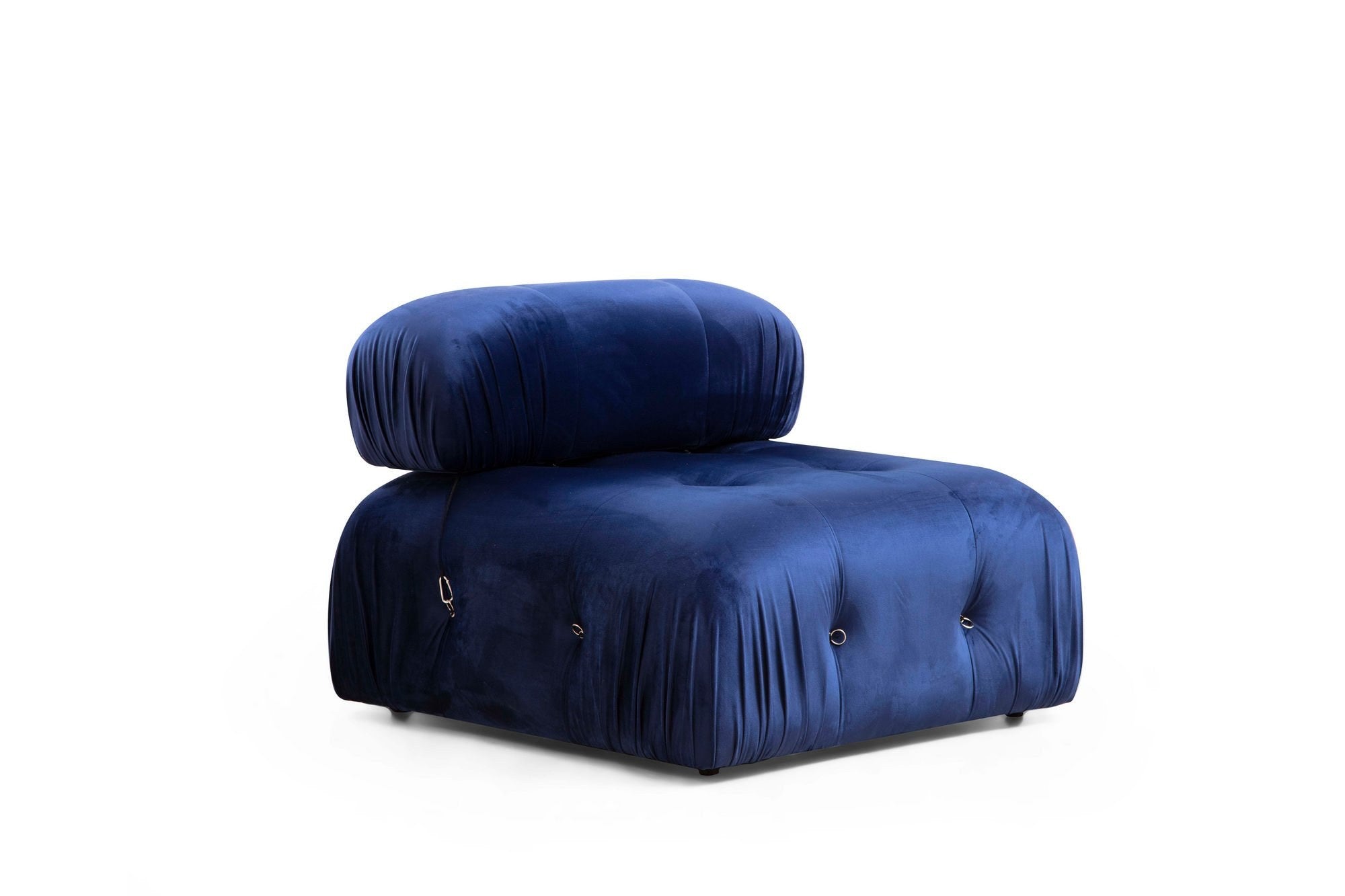 Sofá elegante de 1 lugar, azul, 95 x 95 x 75 cm | Estrutura em madeira de faia, 100% poliéster, encosto removível, almofada de espuma macia | Perfeito para espaços modernos