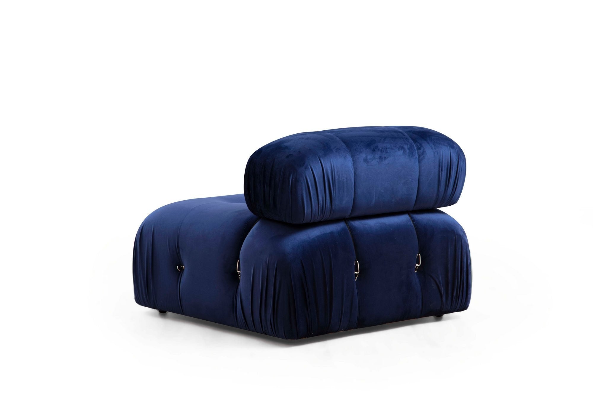 Sofá elegante de 1 lugar, azul, 95 x 95 x 75 cm | Estrutura em madeira de faia, 100% poliéster, encosto removível, almofada de espuma macia | Perfeito para espaços modernos