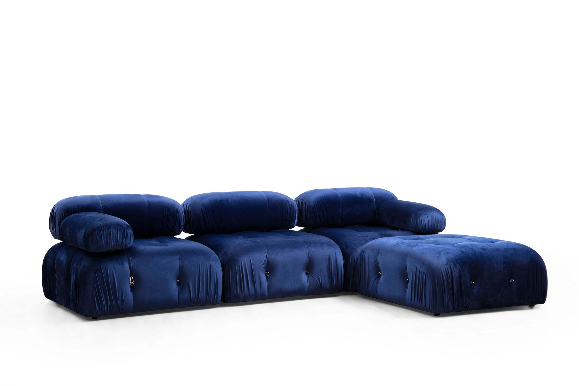 Sofá elegante de 1 lugar, azul, 95x95x75 cm | Estrutura em madeira de faia e aglomerado, 100% poliéster, encosto e braço removíveis | Perfeito para espaços modernos