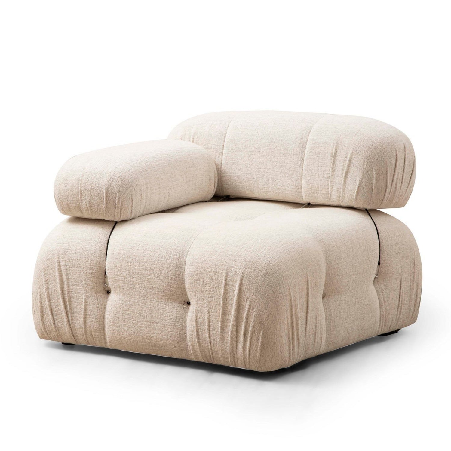 Sofá elegante de 1 lugar, cor creme, 95x95x75 cm | Estrutura em madeira de faia e aglomerado, 100% poliéster, encosto e braço removíveis | Perfeito para decoração escandinava e hoteleira