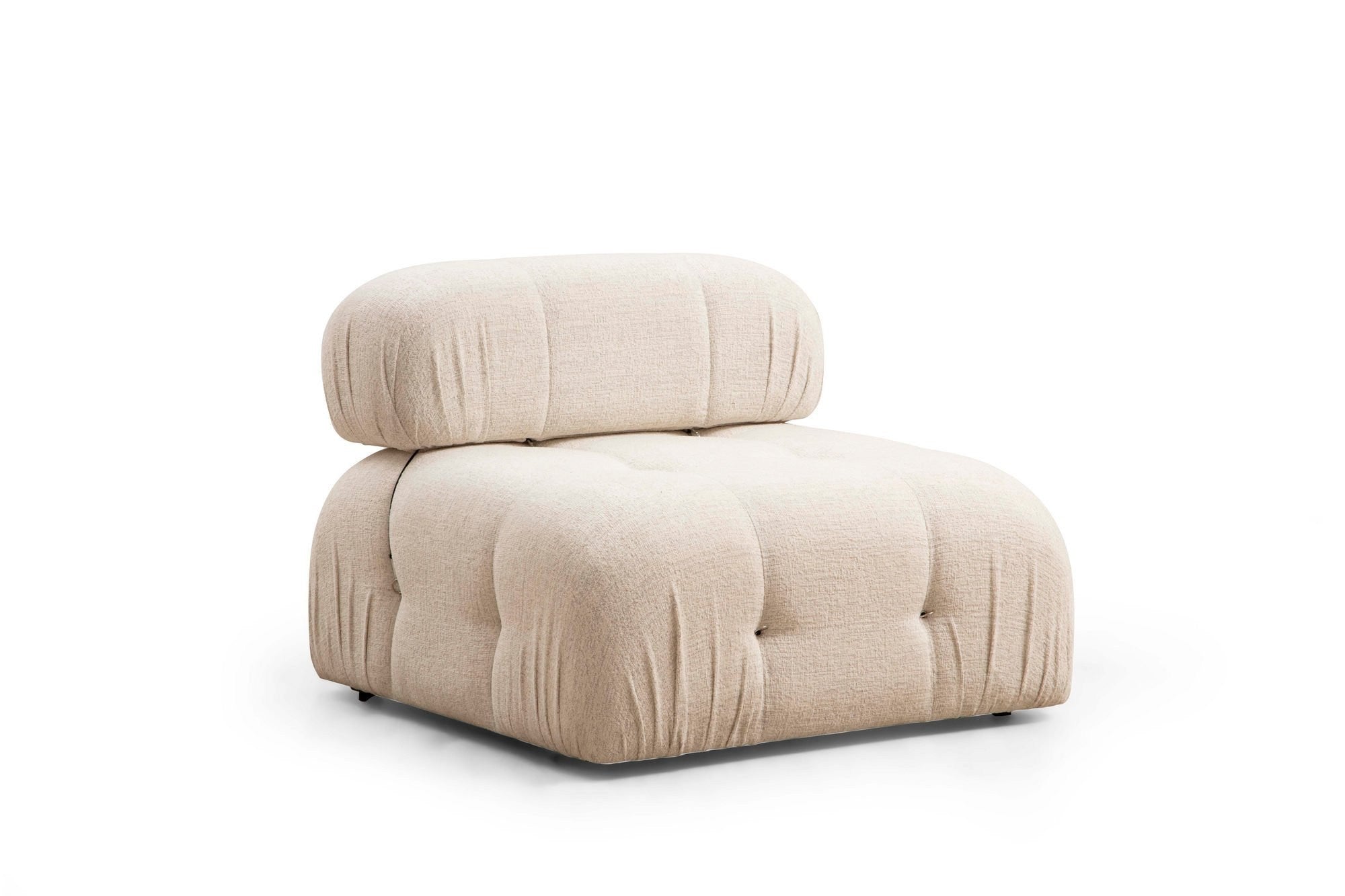 Sofá elegante de 1 lugar, creme, 95 x 95 x 75 cm | Estrutura em madeira de faia, 100% poliéster, encosto removível, espuma macia | Perfeito para decoração escandinava e hoteleira