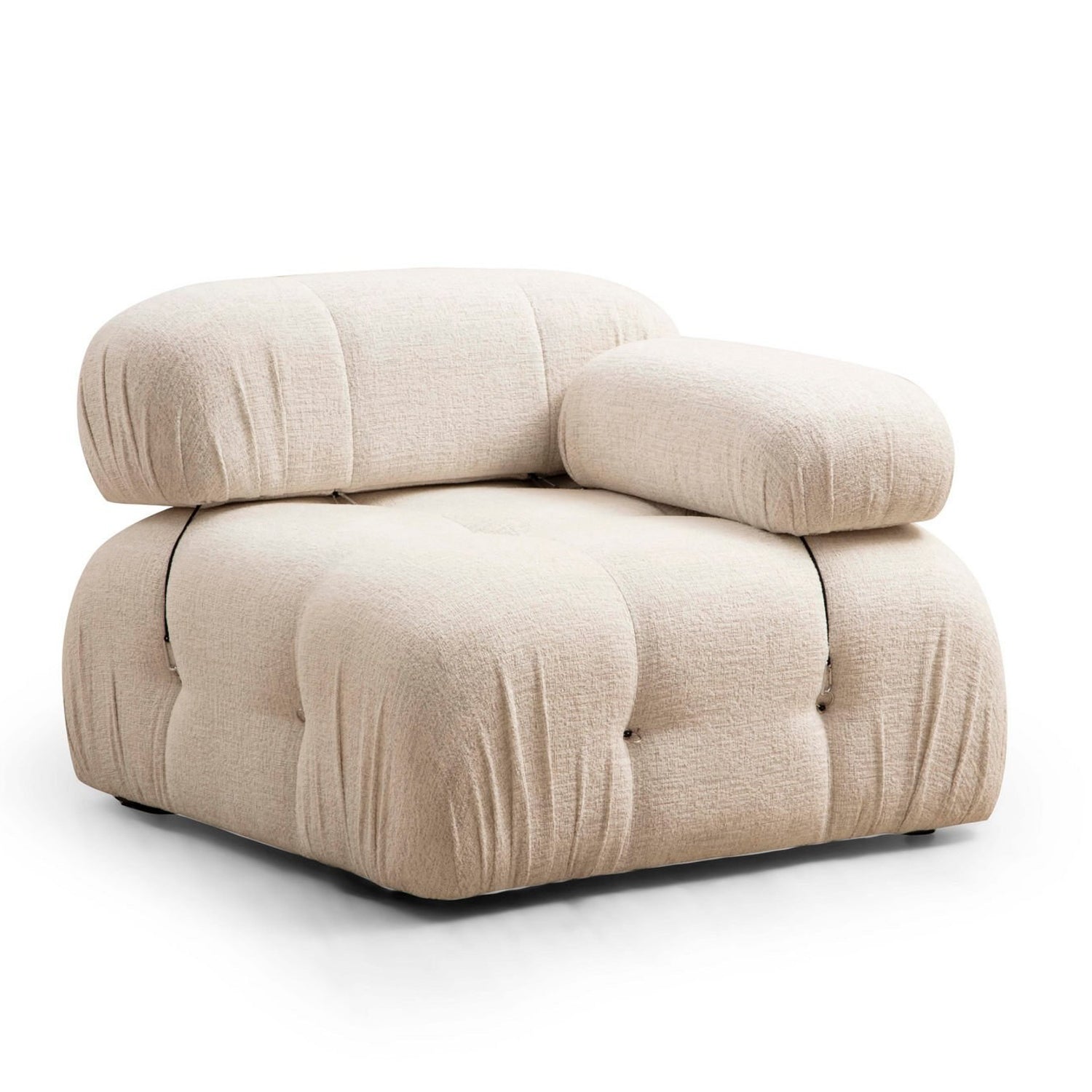 Sofá elegante de 1 lugar, cor creme, 95x95x75 cm | Estrutura em madeira de faia e aglomerado, 100% poliéster, encosto e braço removíveis | Perfeito para decoração escandinava e hoteleira