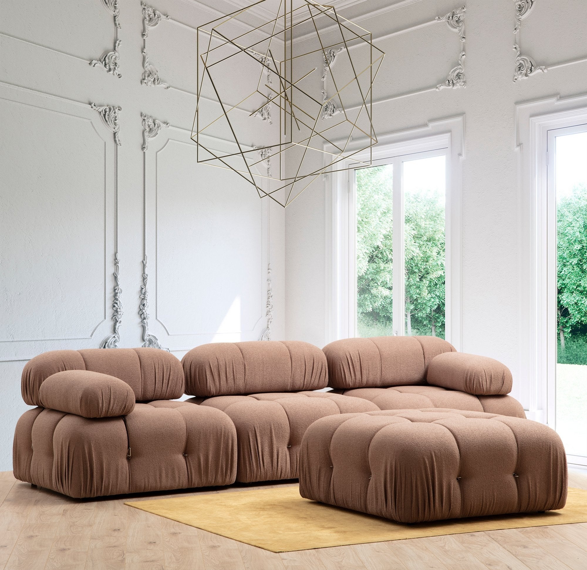 Sofá elegante de 1 lugar, marrom, 95x95x75 cm | Estrutura em madeira de faia e aglomerado, 100% poliéster, encosto e braço removíveis | Perfeito para decoração escandinava e hoteleira
