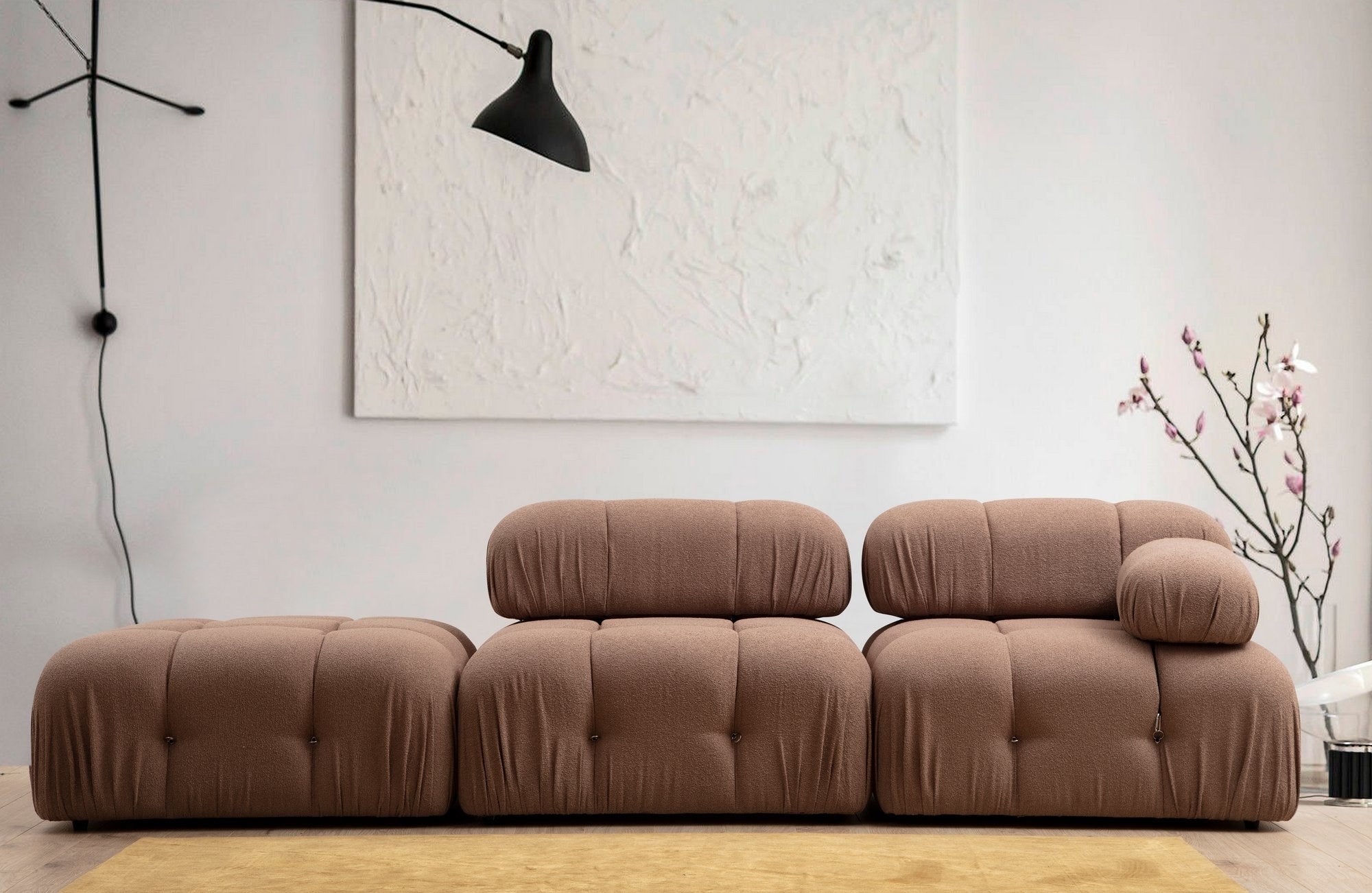 Sofá elegante de 1 lugar, marrom, 95x95x75 cm | Estrutura em madeira de faia e aglomerado, 100% poliéster, encosto e braço removíveis | Perfeito para decoração escandinava e hoteleira