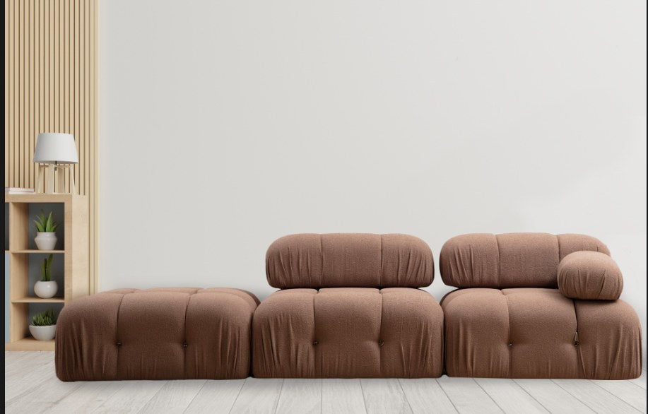 Sofá elegante de 1 lugar, marrom, 95x95x75 cm | Estrutura em madeira de faia e aglomerado, 100% poliéster, encosto e braço removíveis | Perfeito para decoração escandinava e hoteleira