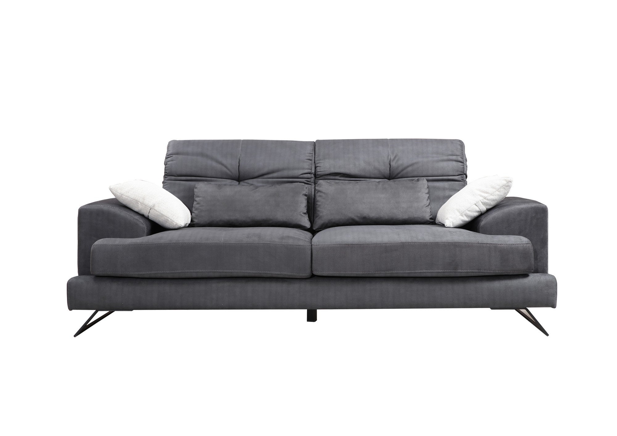 Sofá elegante de 2 lugares, antracite, 185 x 92 x 79 cm | Estrutura em madeira de faia, encosto ajustável, almofadas de espuma macia | Design industrial moderno, tecido lavável a seco
