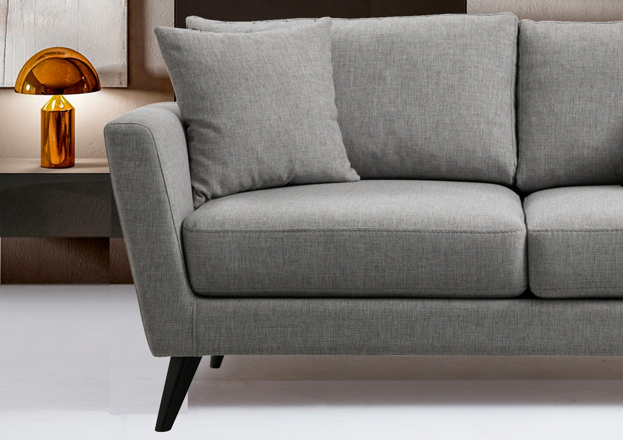 Sofá elegante de 2 lugares, cinza, 170 x 94 x 88 cm | Estrutura em madeira de faia, 100% poliéster, almofadas de espuma macia | Perfeito para espaços modernos e industriais