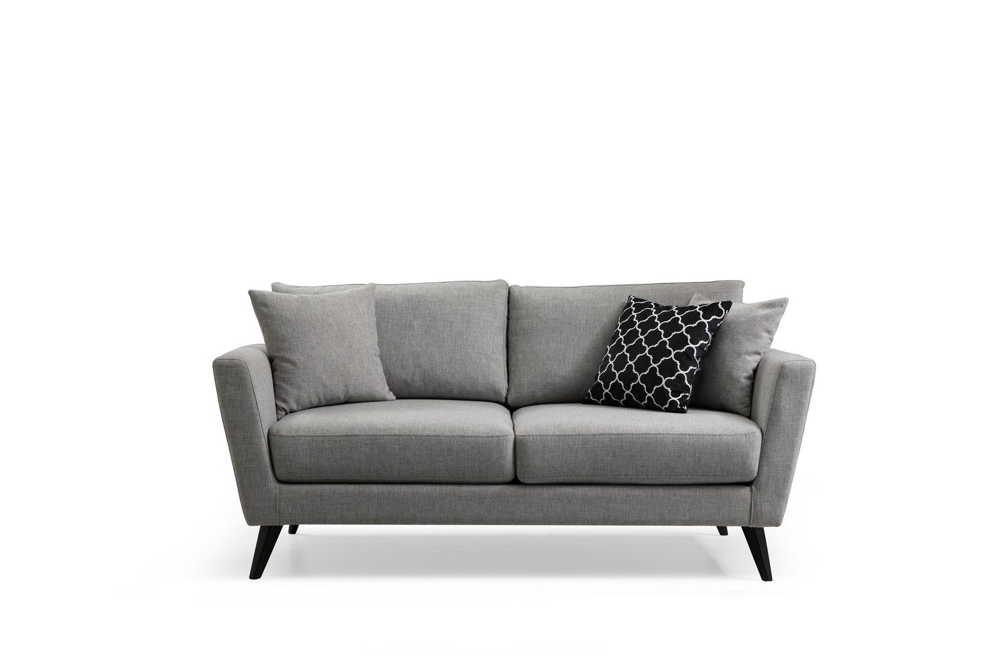 Sofá elegante de 2 lugares, cinza, 170 x 94 x 88 cm | Estrutura em madeira de faia, 100% poliéster, almofadas de espuma macia | Perfeito para espaços modernos e industriais