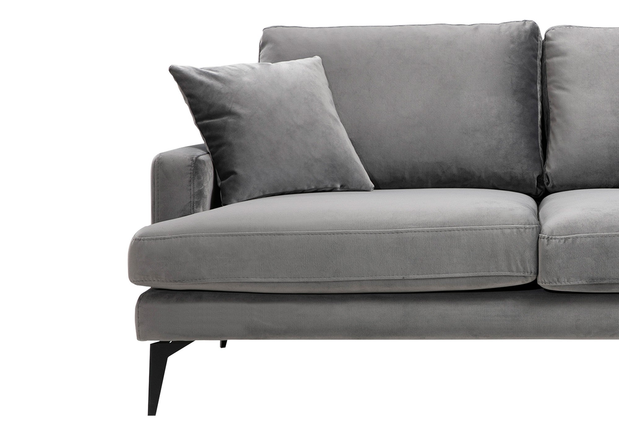 Sofá elegante de 2 lugares, cinza, 175 x 90 x 88 cm | Estrutura em madeira de faia e aglomerado, tecido de poliéster macio, pernas de metal preto fosco | Perfeito para espaços modernos