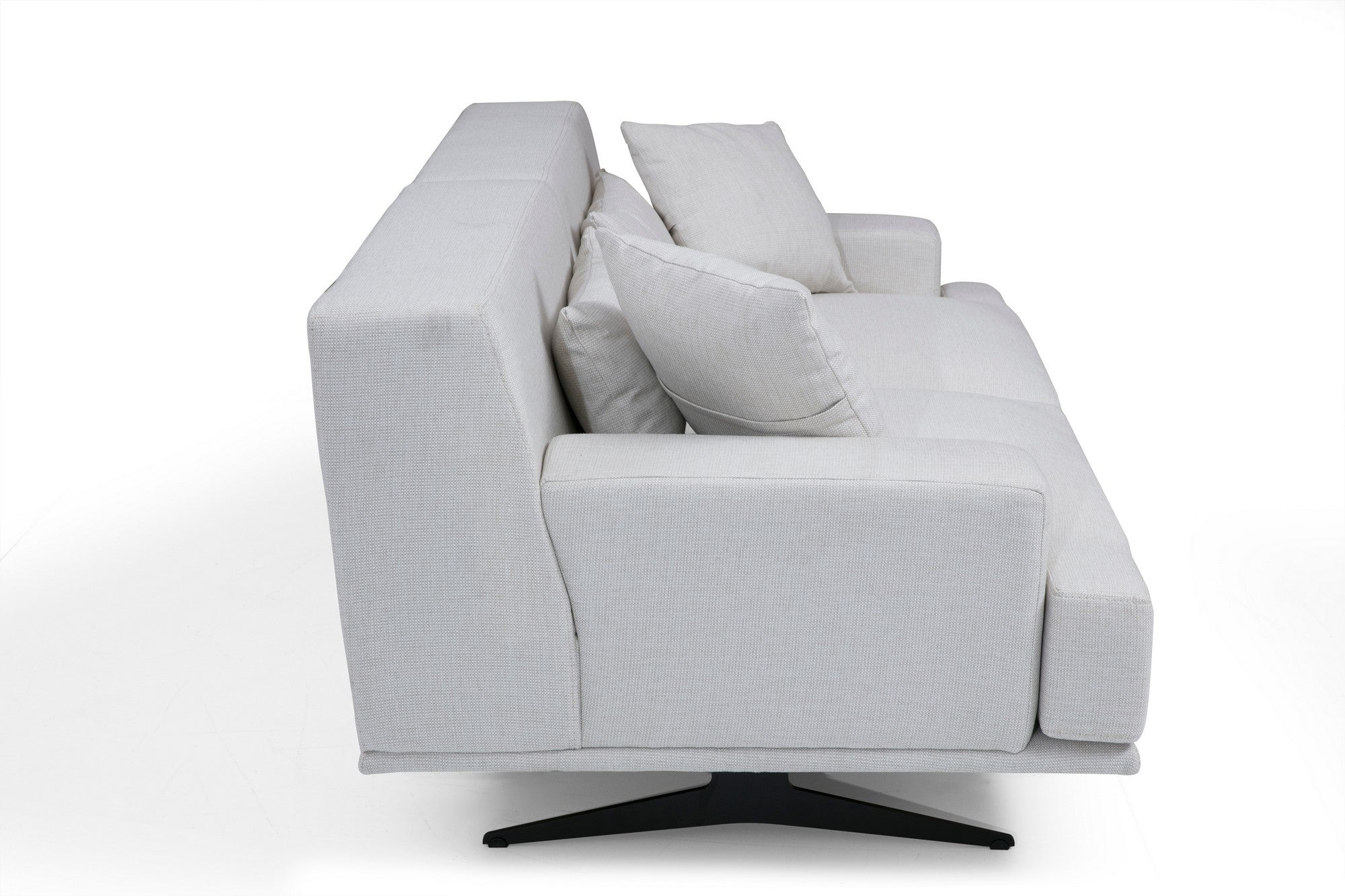 Sofá elegante de 2 lugares, bege, 200 x 110 x 80 cm | Estrutura em madeira de faia, 100% poliéster, espuma cinza macia | Design moderno com pernas de metal preto fosco, perfeito para casa e escritório