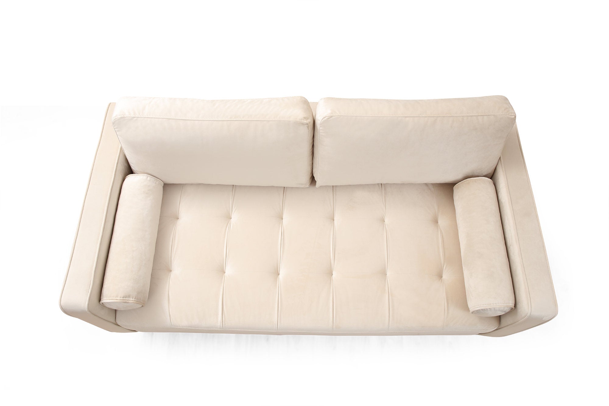 Sofá elegante de 2 lugares, bege, 175 x 90 x 70 cm | Estrutura em madeira de faia e aglomerado, 100% poliéster, inclui 2 almofadas | Design escandinavo para uma vida moderna