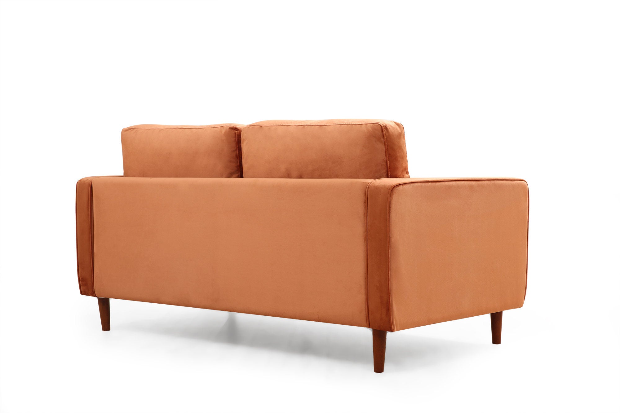 Sofá elegante de 2 lugares, laranja, 175 x 90 x 70 cm | Estrutura em madeira de faia e aglomerado, 100% poliéster, inclui 2 almofadas | Perfeito para espaços modernos