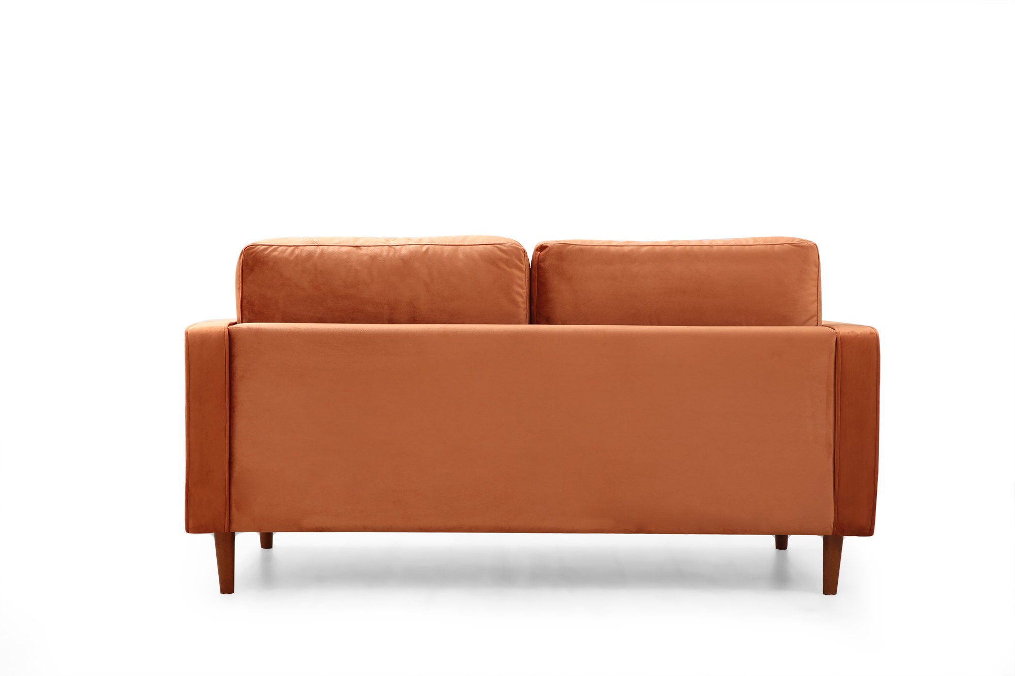 Sofá elegante de 2 lugares, laranja, 175 x 90 x 70 cm | Estrutura em madeira de faia e aglomerado, 100% poliéster, inclui 2 almofadas | Perfeito para espaços modernos