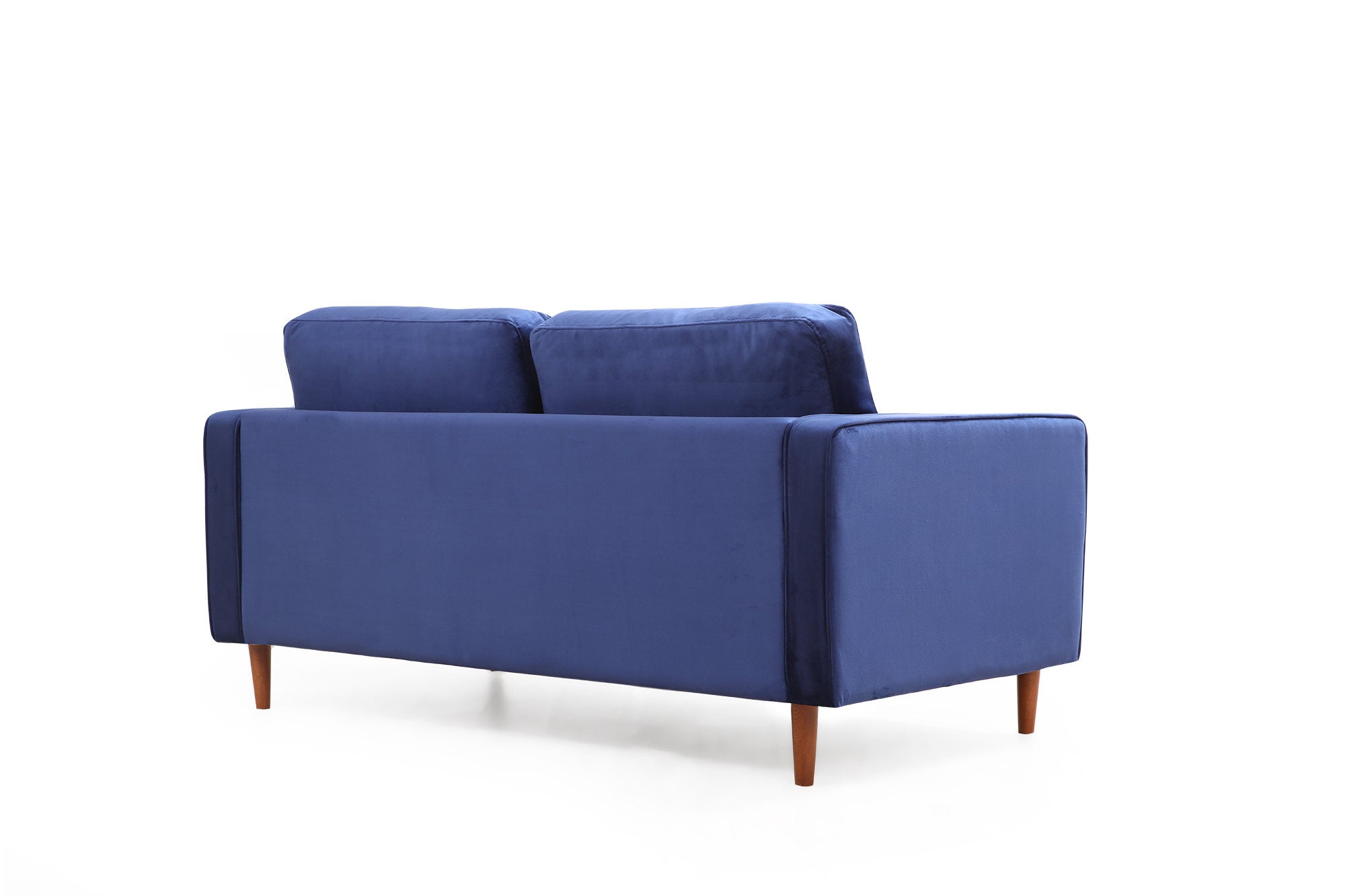 Sofá elegante de 2 lugares, azul-marinho, 175 x 90 x 70 cm | Estrutura em madeira de faia, 100% poliéster, inclui 2 almofadas | Perfeito para espaços modernos
