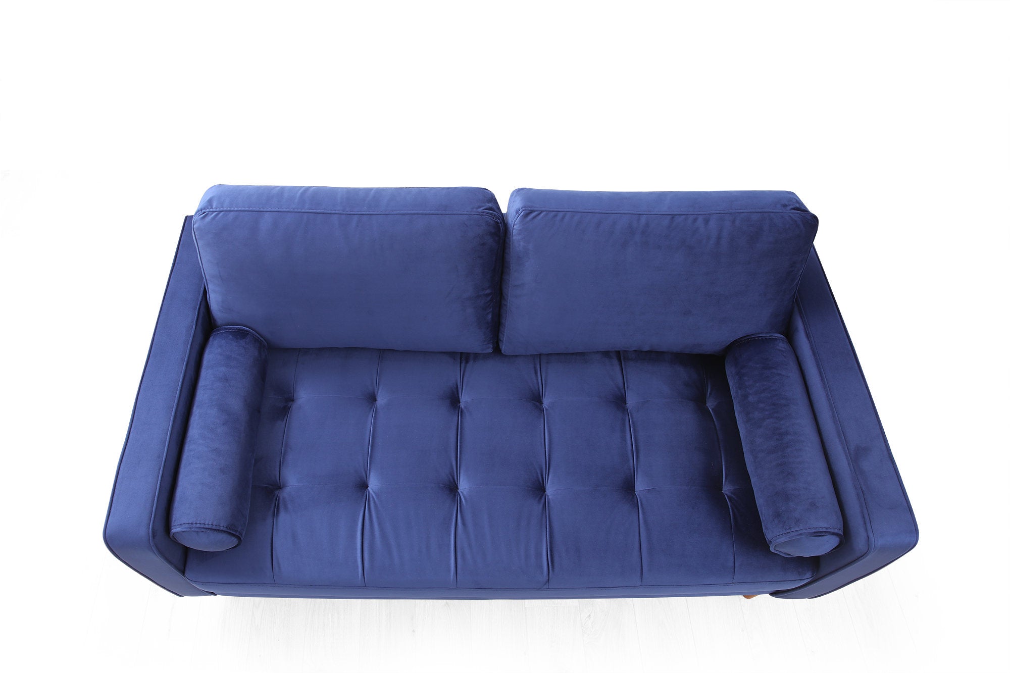 Sofá elegante de 2 lugares, azul-marinho, 175 x 90 x 70 cm | Estrutura em madeira de faia, 100% poliéster, inclui 2 almofadas | Perfeito para espaços modernos