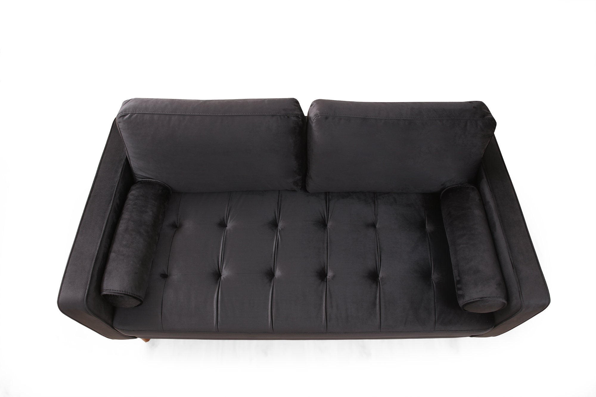 Sofá elegante de 2 lugares, preto e carvalho, 175 x 90 x 70 cm | Estrutura em madeira de faia, 100% poliéster, inclui 2 almofadas | Perfeito para decoração escandinava e hoteleira