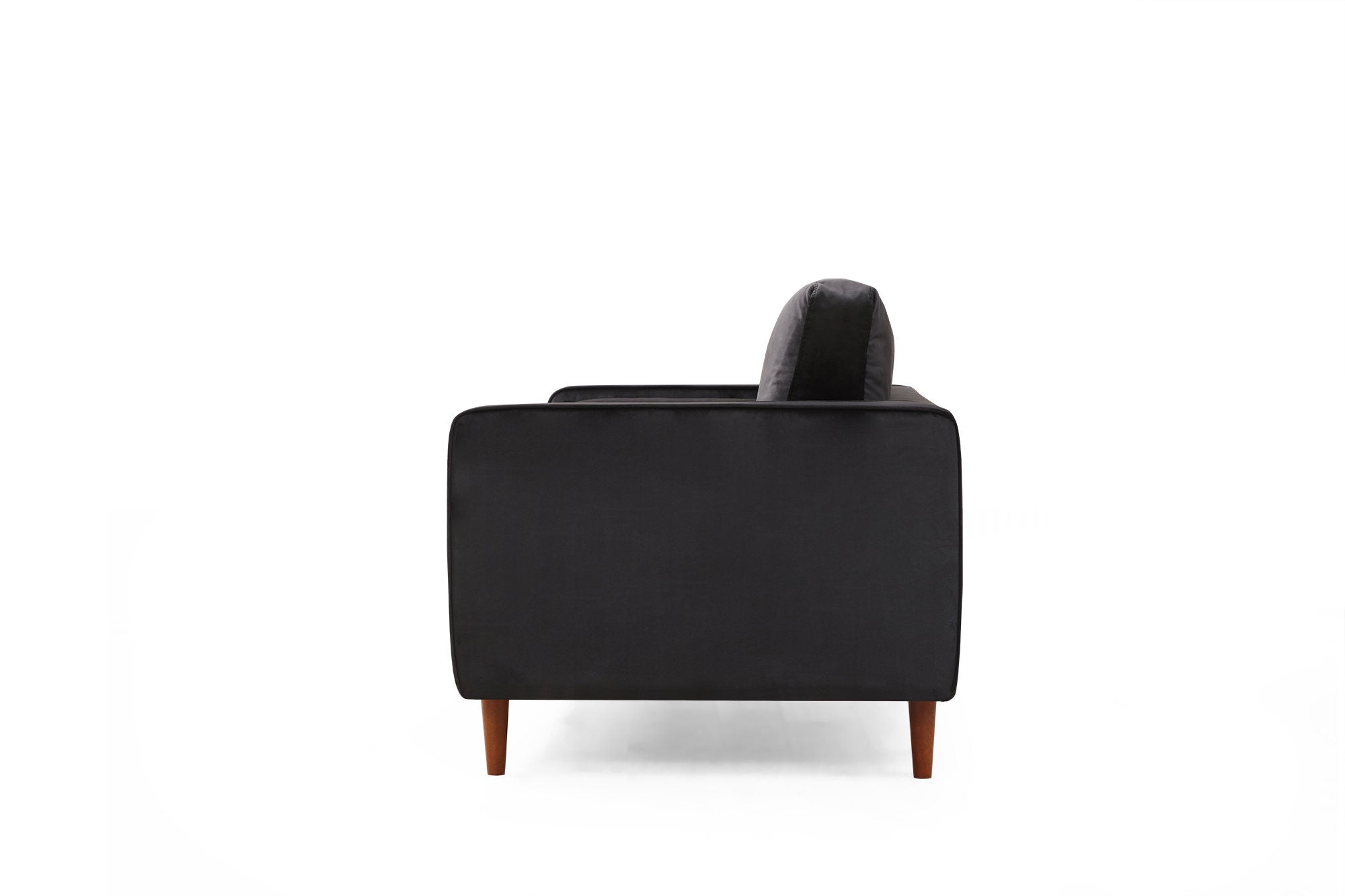 Sofá elegante de 2 lugares, preto e carvalho, 175 x 90 x 70 cm | Estrutura em madeira de faia, 100% poliéster, inclui 2 almofadas | Perfeito para decoração escandinava e hoteleira