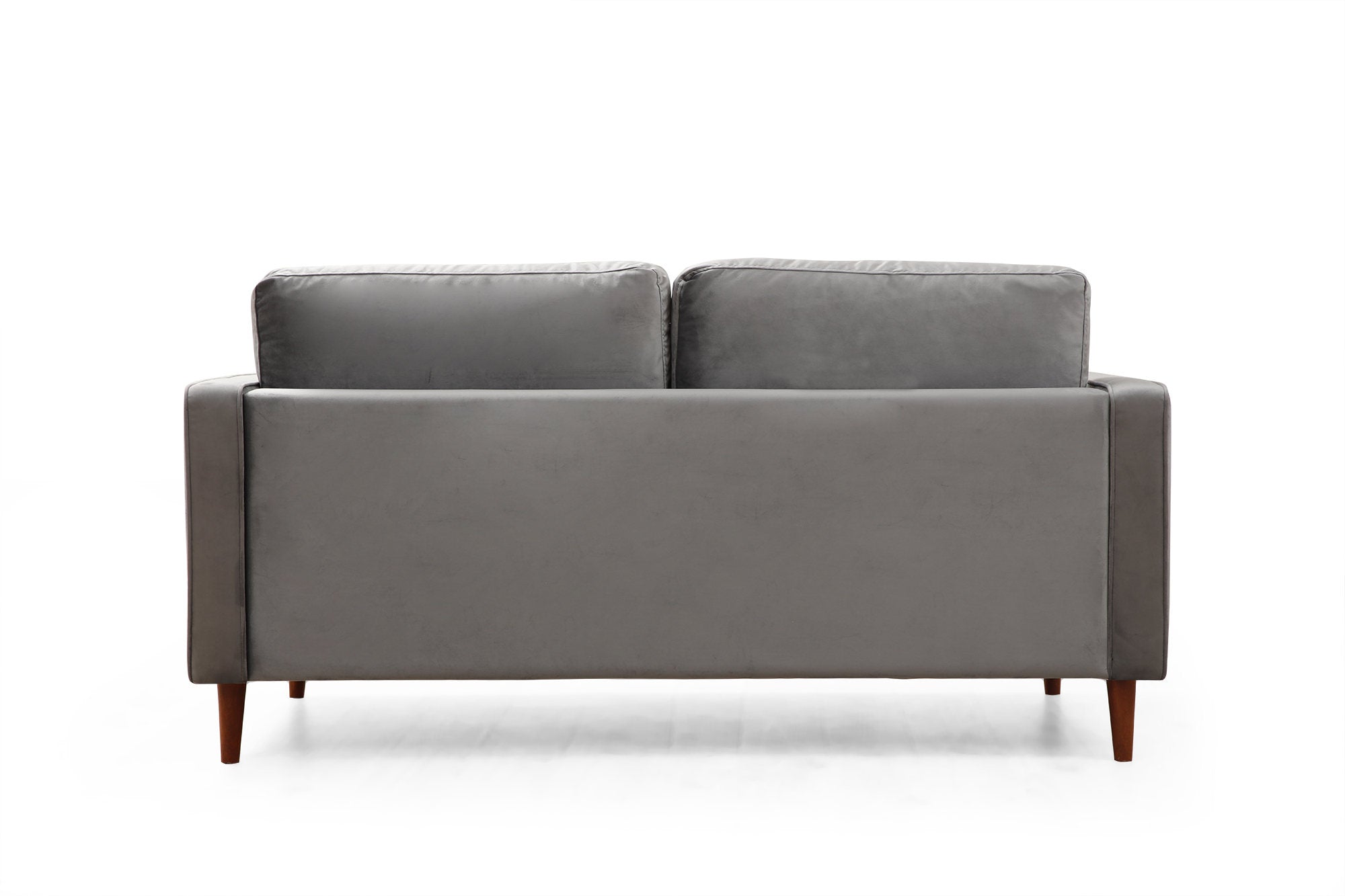 Sofá elegante de 2 lugares, cinza claro, 175 x 90 x 70 cm | Estrutura em madeira de faia e aglomerado, 100% poliéster, pernas em nogueira | Inclui 2 almofadas, design escandinavo