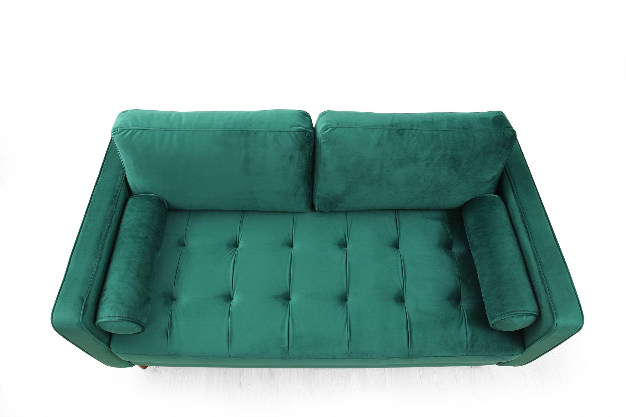 Sofá elegante de 2 lugares, verde menta, 175 x 90 x 70 cm | Estrutura em madeira de faia, 100% poliéster, inclui 2 almofadas | Perfeito para espaços modernos