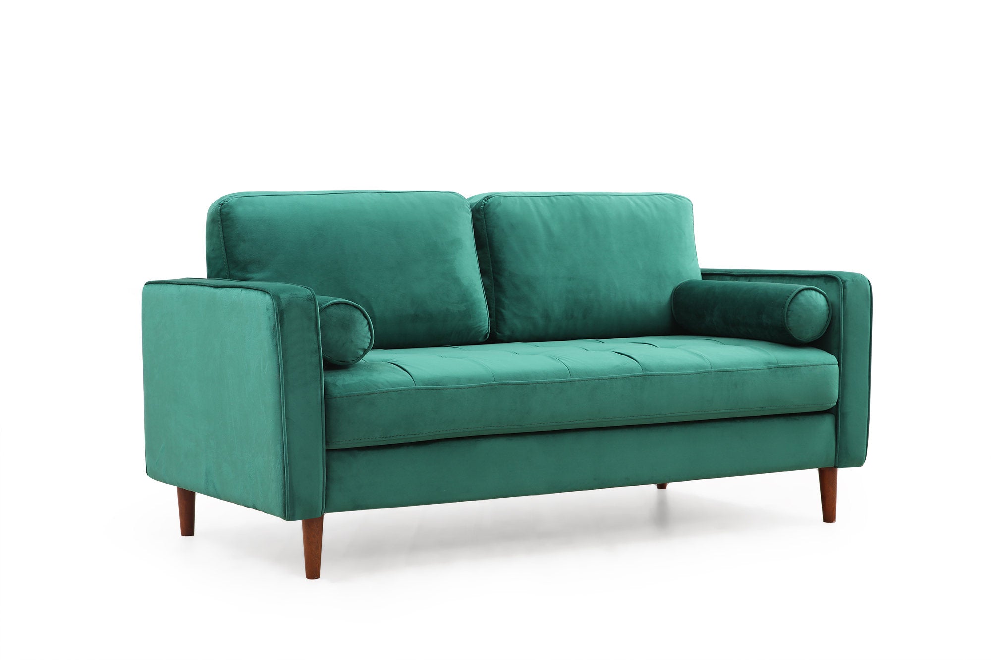 Sofá elegante de 2 lugares, verde menta, 175 x 90 x 70 cm | Estrutura em madeira de faia, 100% poliéster, inclui 2 almofadas | Perfeito para espaços modernos