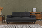 Sofá-cama elegante de 2 lugares, antracite, 199 x 99 x 83 cm | Estrutura em madeira de faia e aglomerado, 100% poliéster, encosto ajustável, design industrial moderno