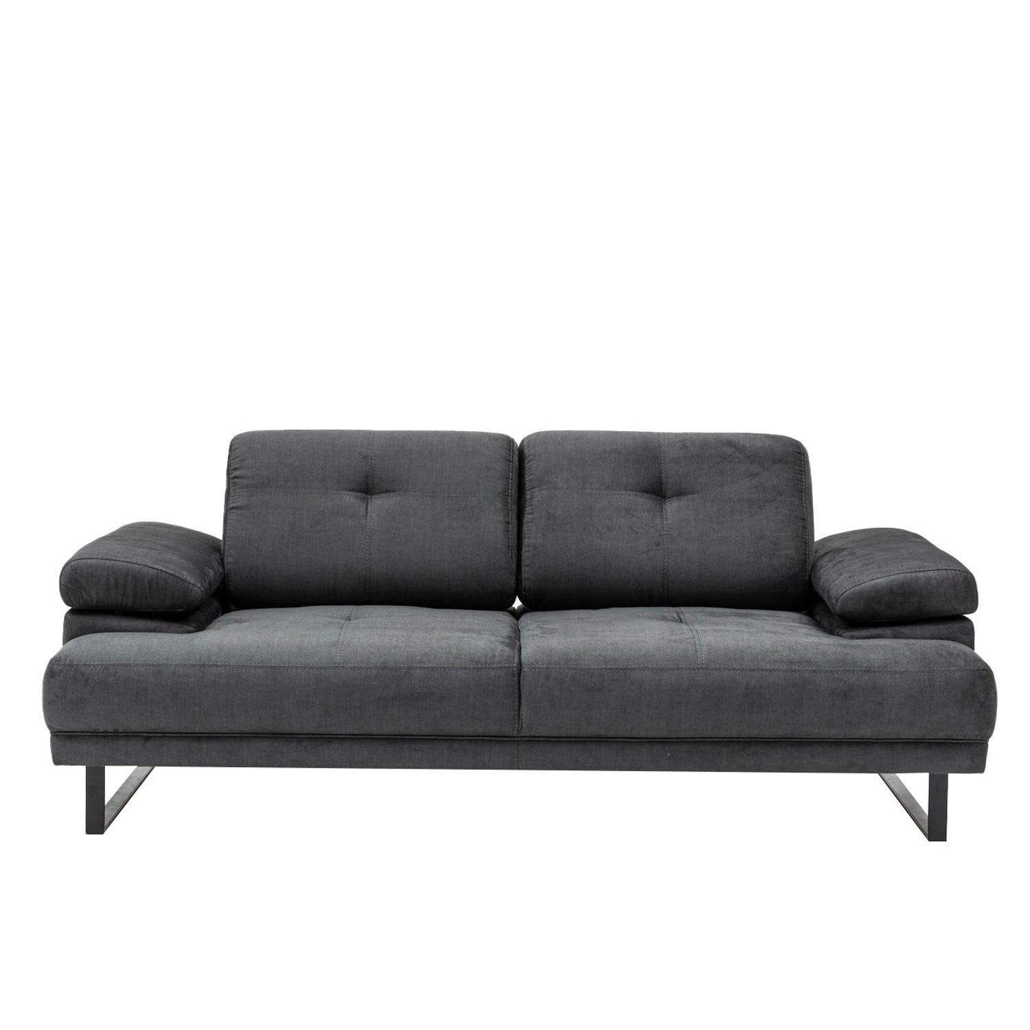 Sofá-cama elegante de 2 lugares, antracite, 199 x 99 x 83 cm | Estrutura em madeira de faia e aglomerado, 100% poliéster, encosto ajustável, design industrial moderno