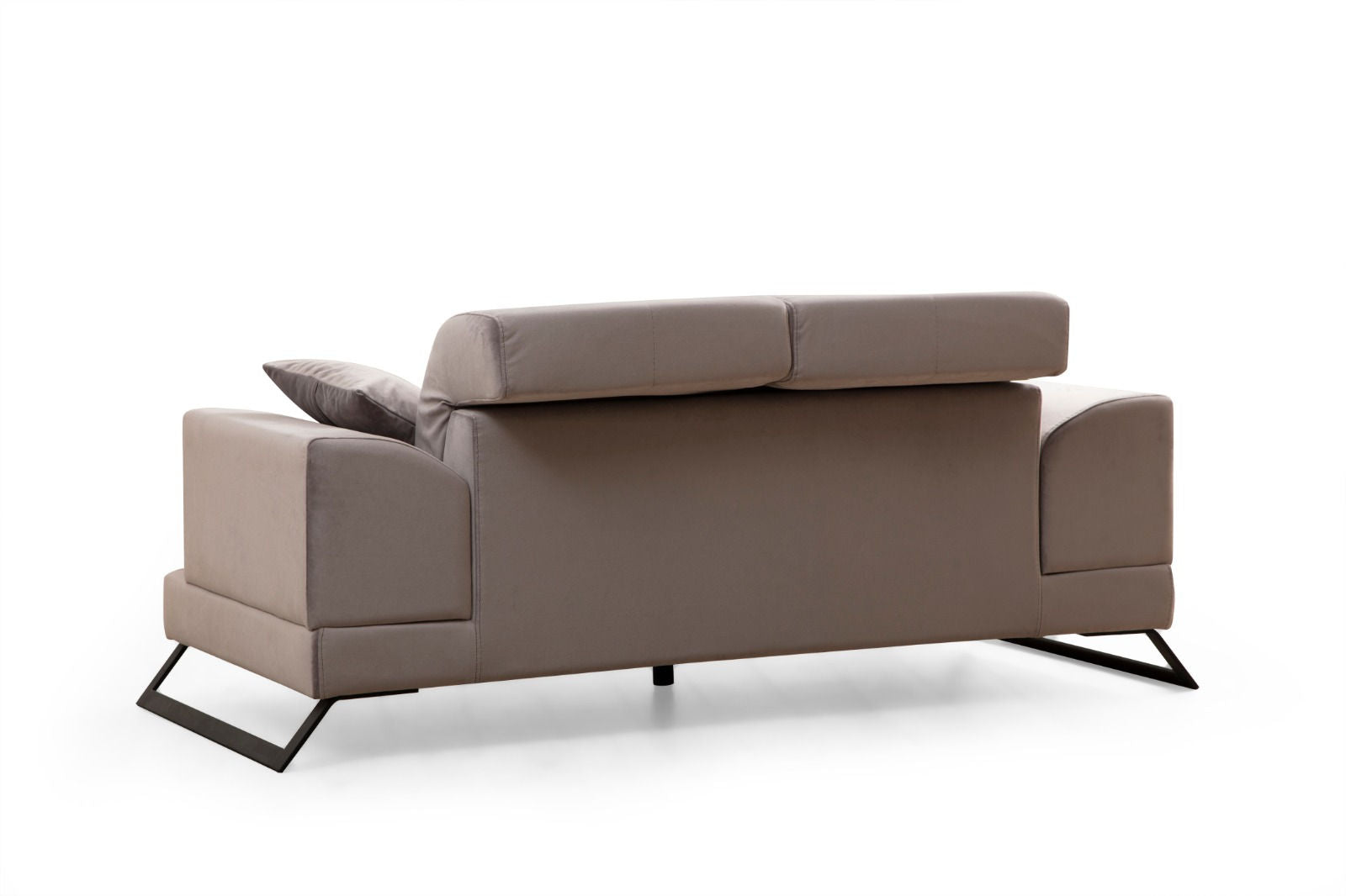 Sofá elegante de 2 lugares, cinza claro, 185 cm | Estrutura em madeira de faia e aglomerado, encosto ajustável, almofadas de espuma macia | Design moderno com pernas em preto fosco