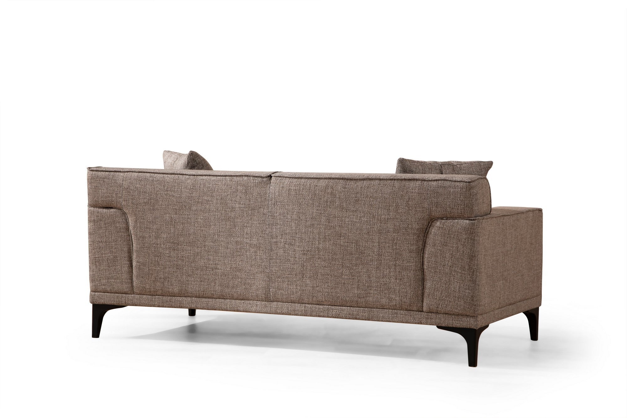 Sofá elegante de 2 lugares, cor fulvo, 165 x 87 x 86 cm | Estrutura em madeira de faia e aglomerado, 100% poliéster, inclui 2 almofadas | Perfeito para espaços modernos e industriais