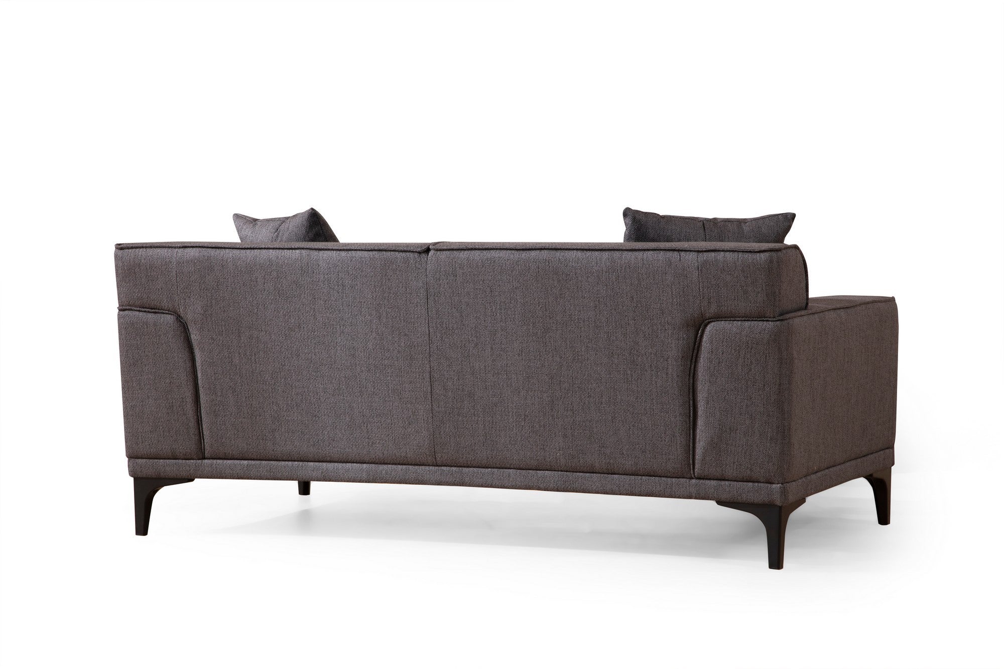Sofá elegante de 2 lugares, antracite, 165 x 87 x 86 cm | Estrutura em madeira de faia e aglomerado, 100% poliéster, almofadas fixas, inclui 2 travesseiros | Design industrial moderno