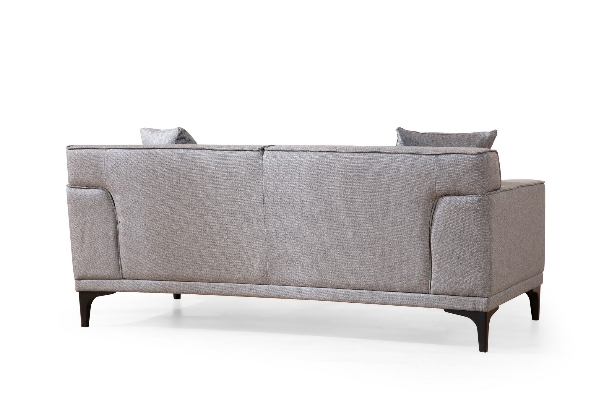 Sofá elegante de 2 lugares, cinza claro, 165 x 87 x 86 cm | Estrutura em madeira de faia, 100% poliéster, almofadas fixas, inclui 2 travesseiros | Perfeito para espaços modernos e industriais