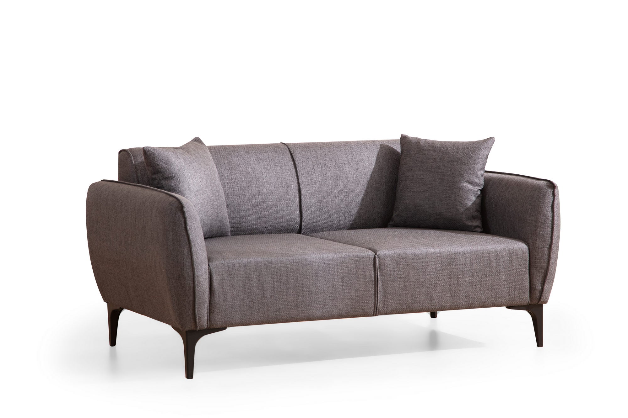 Sofá elegante de 2 lugares, cinza escuro, 160 x 67 x 95 cm | Estrutura em madeira de faia e aglomerado, 100% poliéster, almofadas de espuma e penas | Perfeito para espaços modernos e industriais