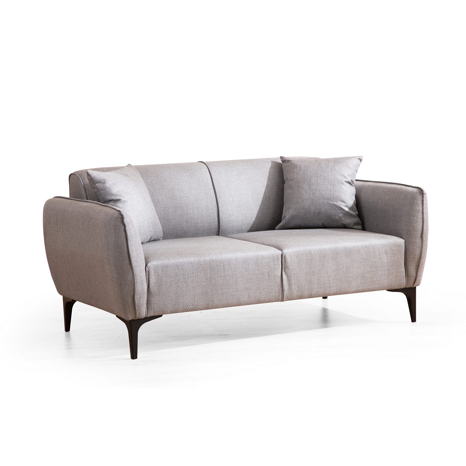 Sofá elegante de 2 lugares, cinza, 160 x 95 x 67 cm | Estrutura em madeira de faia e aglomerado, 100% poliéster, almofadas de espuma e penas | Perfeito para decoração industrial moderna e escandinava