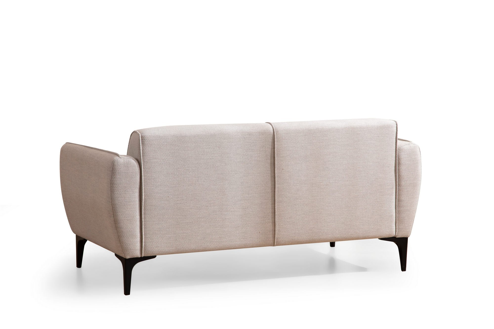 Sofá elegante de 2 lugares, branco-sujo, 160 x 95 x 67 cm | Estrutura em madeira de faia e aglomerado, 100% poliéster, almofadas de espuma e penas | Perfeito para decoração moderna e escandinava