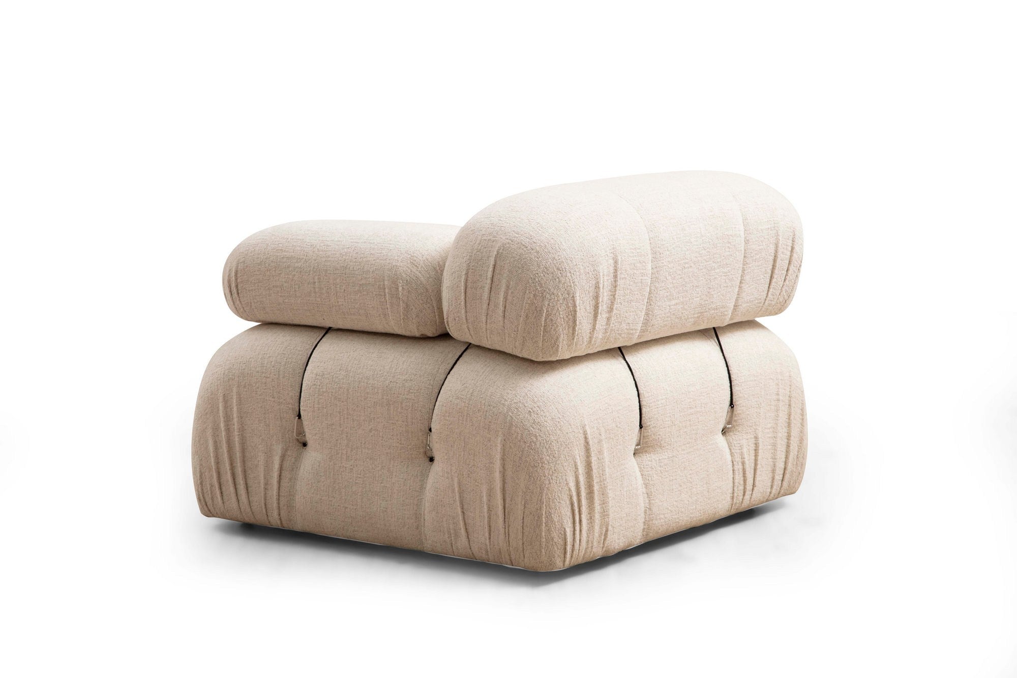 Sofá elegante de 3 lugares, cor creme, 288 x 95 x 75 cm | Estrutura em madeira de faia, 100% poliéster, encosto e braço removíveis | Perfeito para decoração escandinava e hoteleira