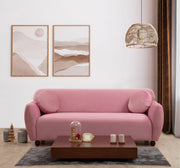 Sofá elegante de 3 lugares em rosa-pó, estrutura de madeira de faia, 100% poliéster, 223 x 83 x 86 cm | Inclui 2 almofadas, almofadas fixas e pernas de nogueira | Conforto moderno