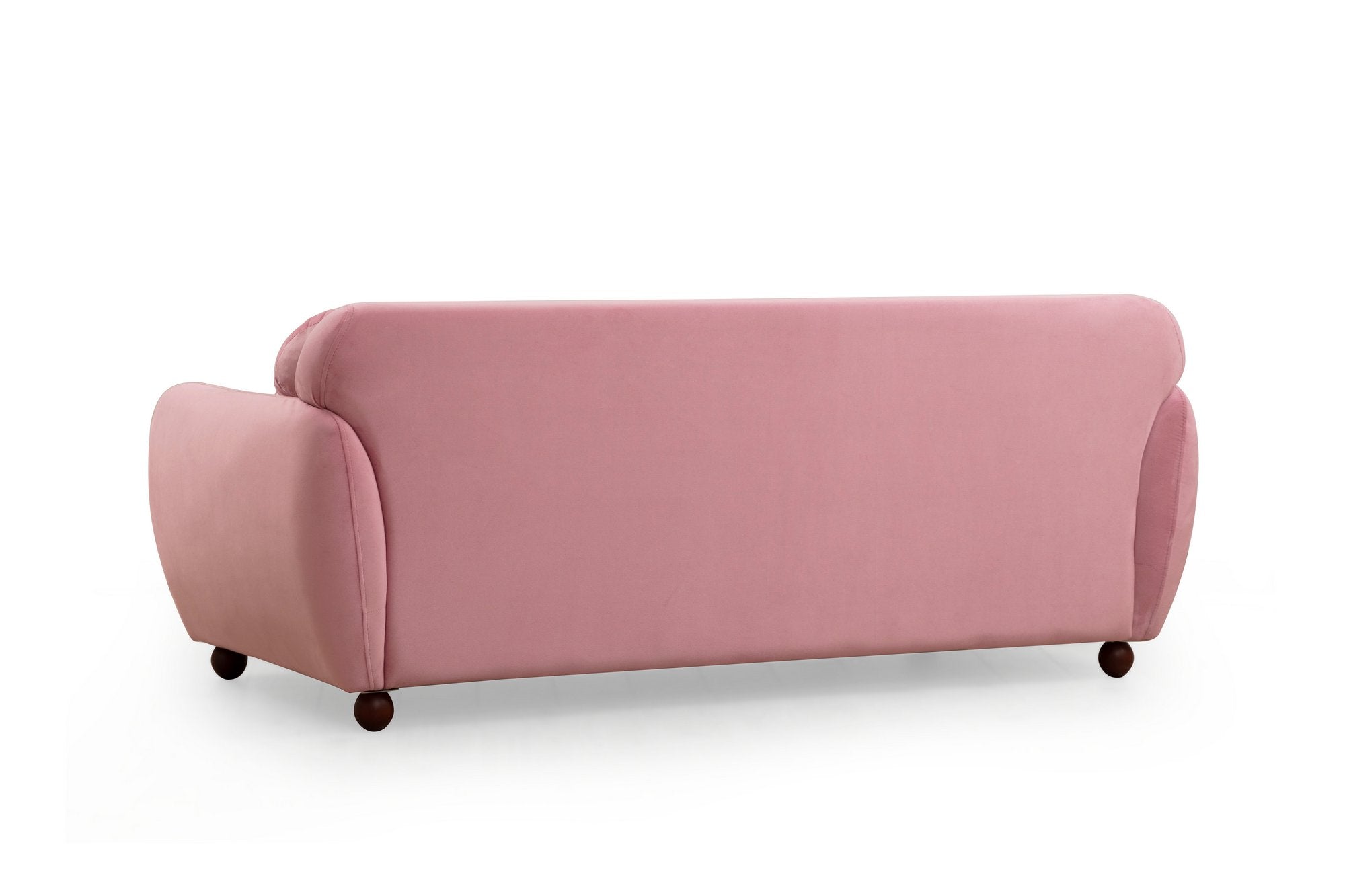 Sofá elegante de 3 lugares em rosa-pó, estrutura de madeira de faia, 100% poliéster, 223 x 83 x 86 cm | Inclui 2 almofadas, almofadas fixas e pernas de nogueira | Conforto moderno