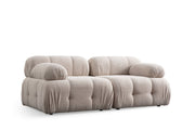 Sofá elegante de 2 lugares, cor creme, 190 x 95 x 75 cm | Estrutura em madeira de faia e aglomerado, tecido 100% poliéster | Espuma cinza macia para máximo conforto