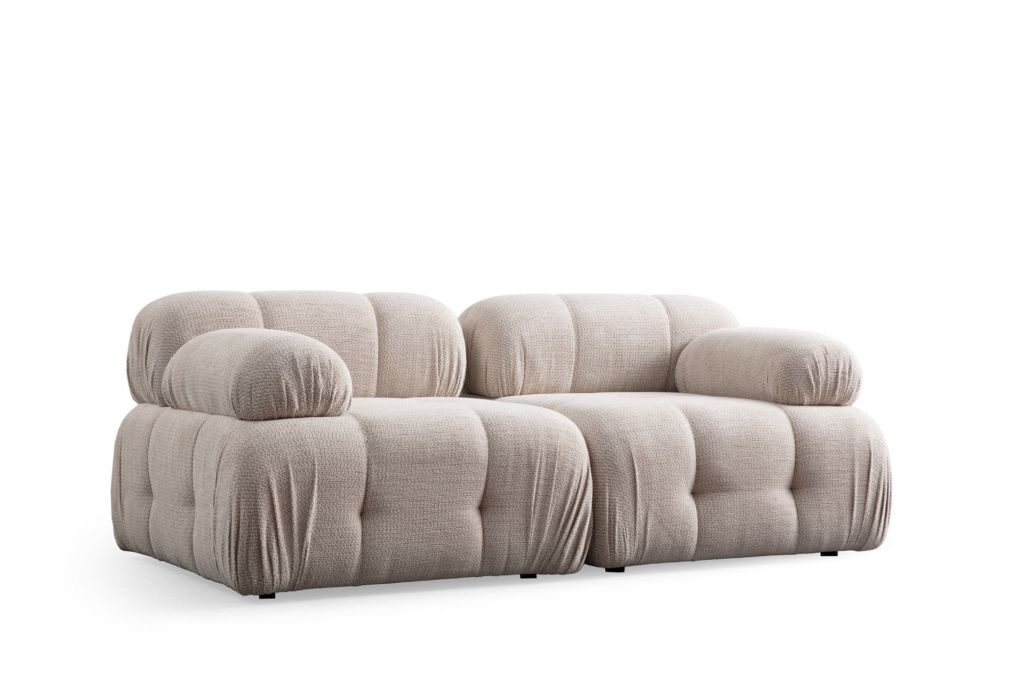 Sofá elegante de 2 lugares, cor creme, 190 x 95 x 75 cm | Estrutura em madeira de faia e aglomerado, tecido 100% poliéster | Espuma cinza macia para máximo conforto