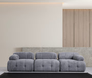 Sofá elegante de 3 lugares, cinza, 290 x 95 x 75 cm | Estrutura em madeira de faia e aglomerado, tecido 100% poliéster, espuma macia | Design moderno para sala de estar