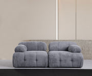 Sofá elegante de 2 lugares, cinza, 190 x 95 x 75 cm | Estrutura em madeira de faia e aglomerado, tecido 100% poliéster | Assentos de espuma macia, design moderno para sala de estar