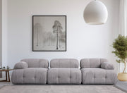 Sofá elegante de 3 lugares, cinza claro, 290 x 95 x 75 cm | Estrutura em madeira de faia e aglomerado, tecido 100% poliéster | Assentos confortáveis de espuma, design moderno