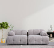 Sofá elegante de 2 lugares, cinza claro, 190 x 95 x 75 cm | Estrutura em madeira de faia e aglomerado, tecido 100% poliéster | Assentos confortáveis de espuma, design moderno