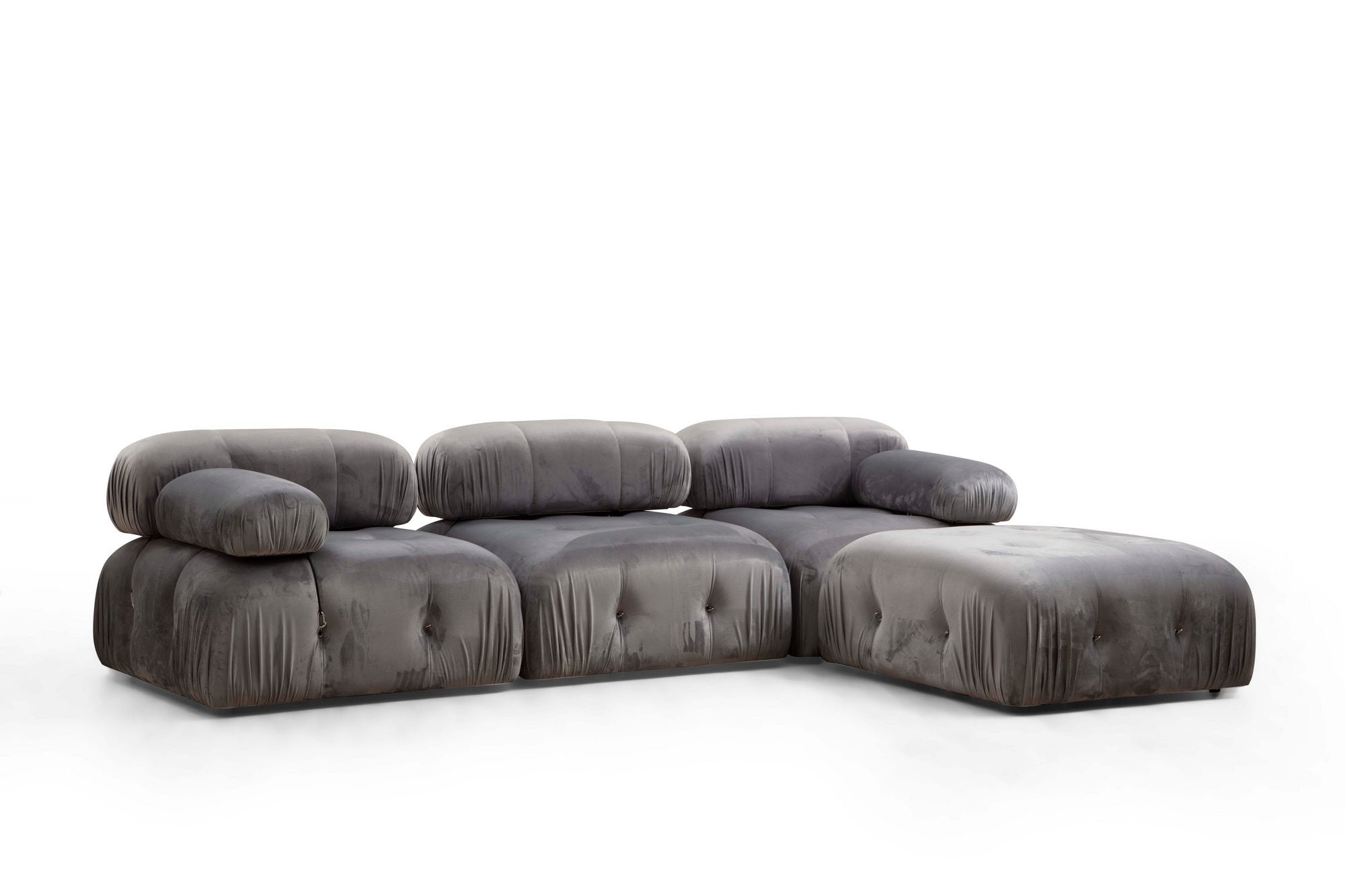 Sofá de canto elegante, cinza, 288 x 190 x 75 cm | Estrutura em madeira de faia e aglomerado, 100% poliéster, encosto e braço removíveis | Perfeito para casas escandinavas modernas